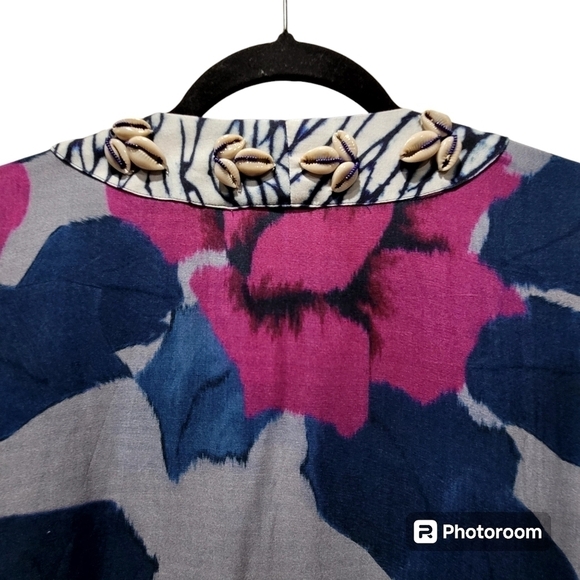 NWT SOFT SURROUNDINGS S/M Colorful Embellished Seashells Kimono Coverup Floral - Picture 5 of 13